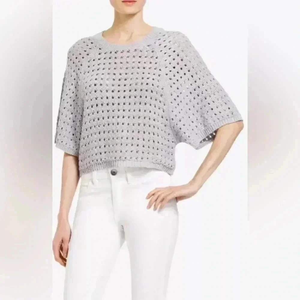 NWOT BCBGMAXAZRIA MELIA MOONLIGHT KNIT SWEATER TOP Cropped SIZE SMALL